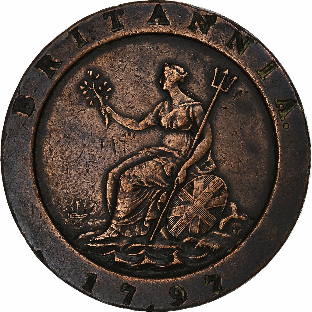 Großbritannien, George III, Penny, 1797, Kupfer, S+, KM:618