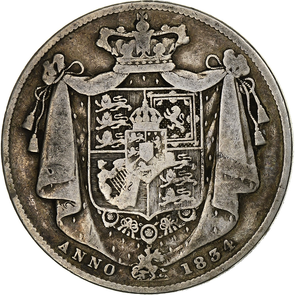 Großbritannien, William IV, 1/2 Crown, 1834, Silber, S+, KM:714.2