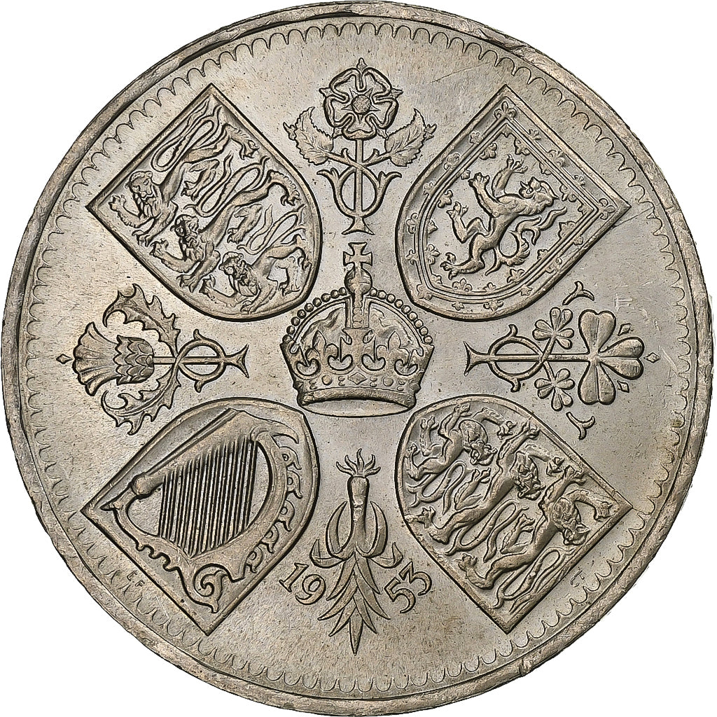 Gran Bretagna, Elizabeth II, Crown, 1953, Rame-nichel, BB, KM:894