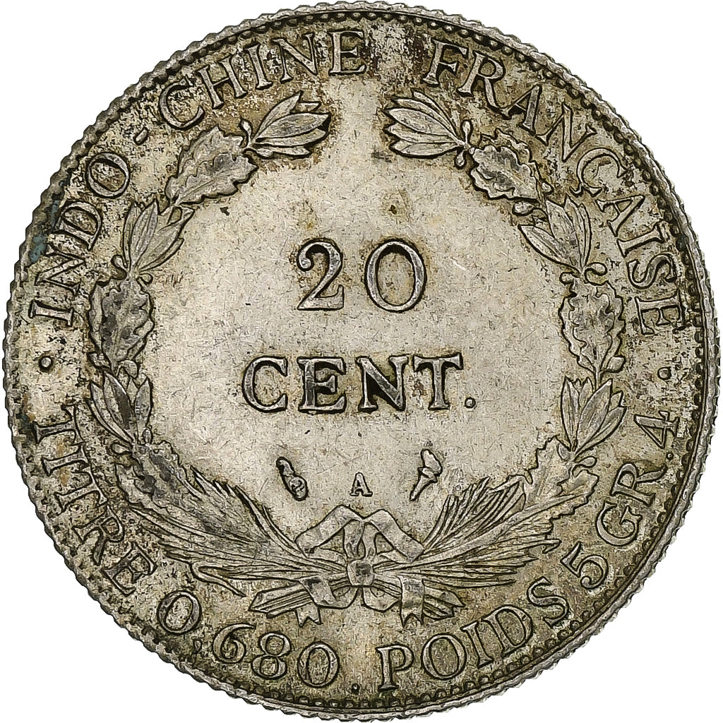 INDOCINA FRANCESE, 20 Cents, 1930, Paris, Argento, BB, KM:17.1