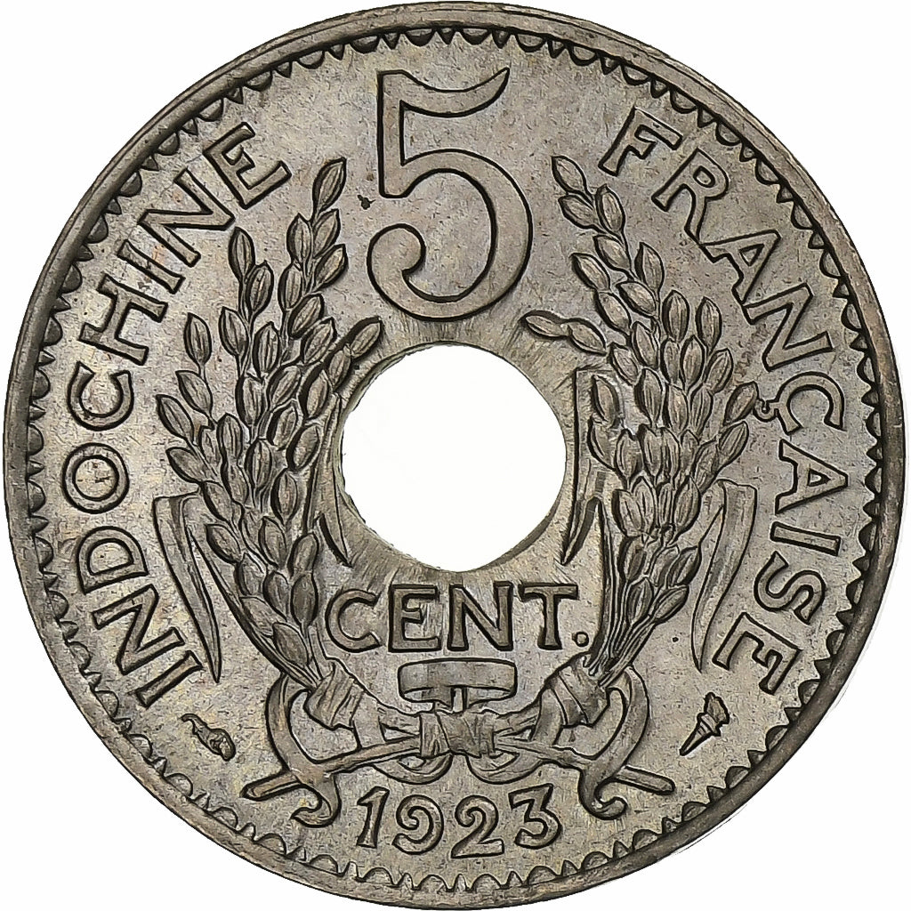 INDOCHINA FRANCESA, 5 Cents, 1923, Paris, Cobre-níquel, AU(50-53), KM:18