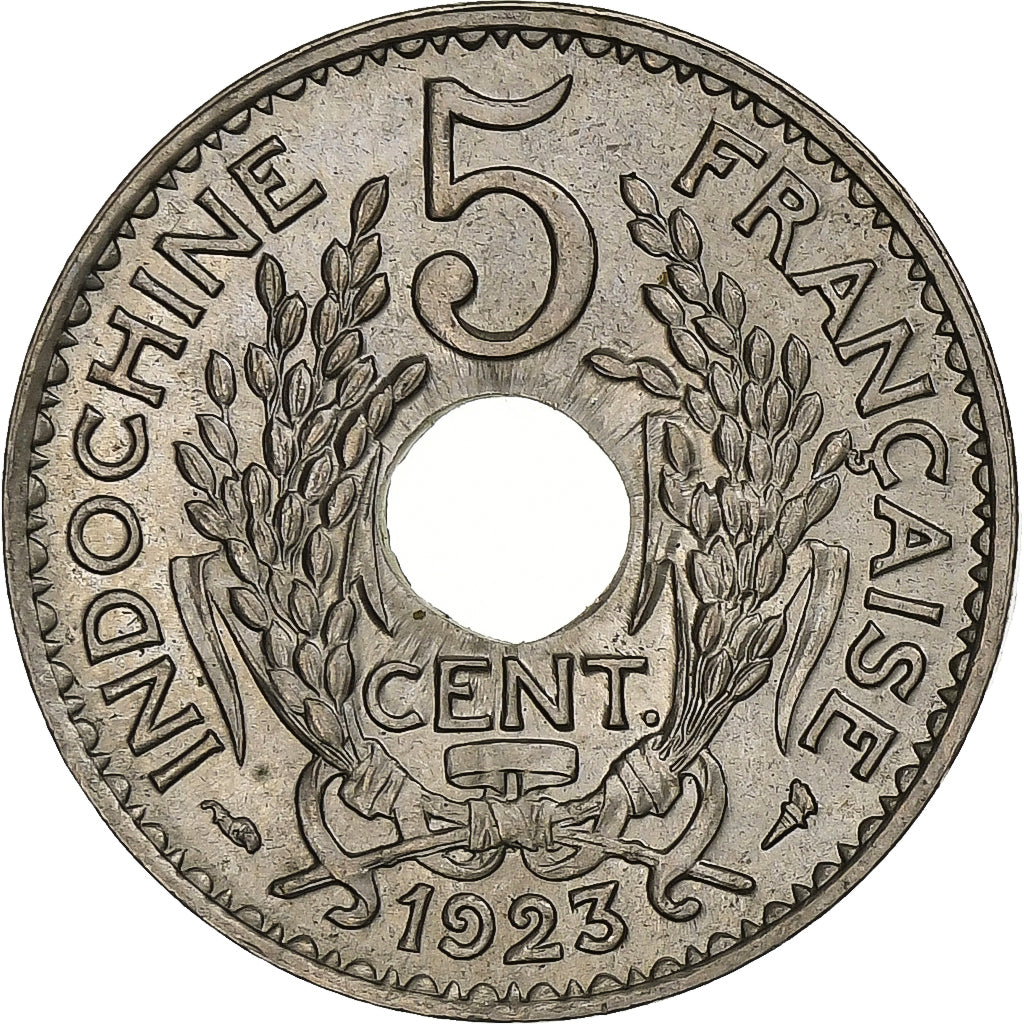 INDOCHINA FRANCESA, 5 Cents, 1923, Paris, Cobre-níquel, AU(55-58), KM:18