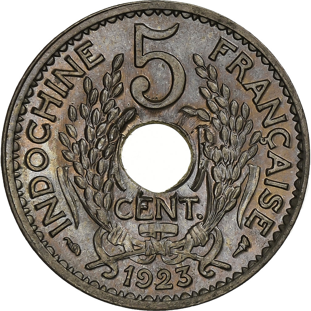 FRENCH INDO-CHINA, 5 Cents, 1923, Paris, Kupfer-Nickel, VZ, KM:18