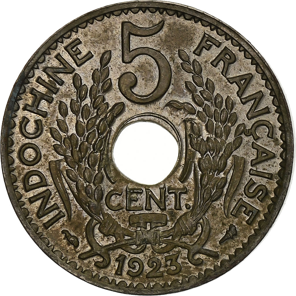 INDOCINA FRANCESE, 5 Cents, 1923, Paris, Rame-nichel, SPL-, KM:18