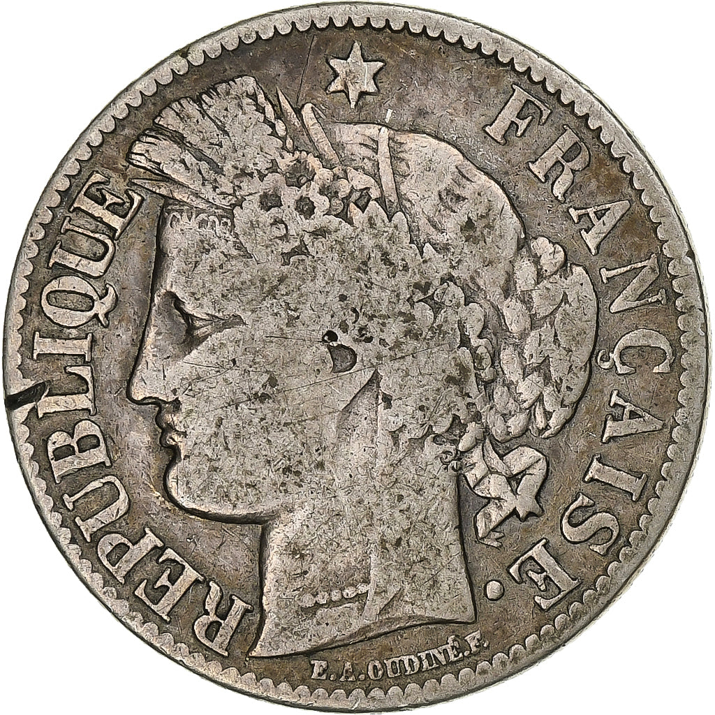 Francia, 2 Francs, Cérès, 1872, Bordeaux, Argento, MB, Le Franc:F.265