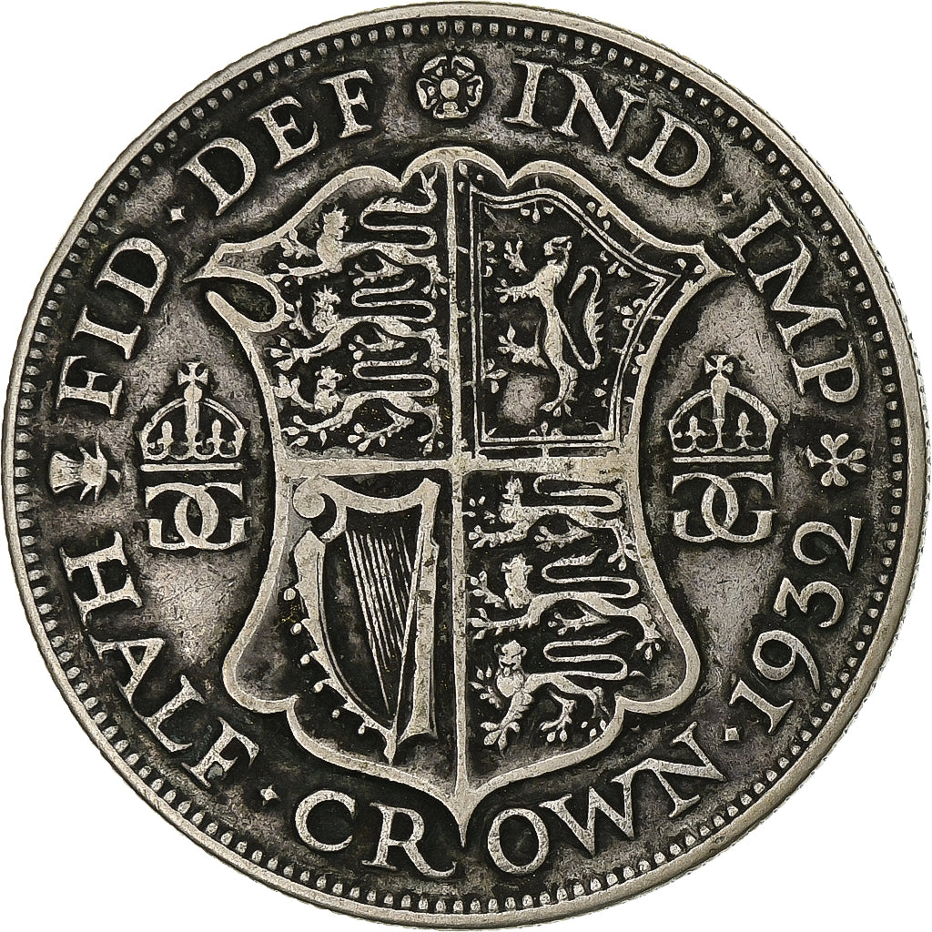 Great Britain, George V, 1/2 Crown, 1932, Silver, VF(30-35), KM:835