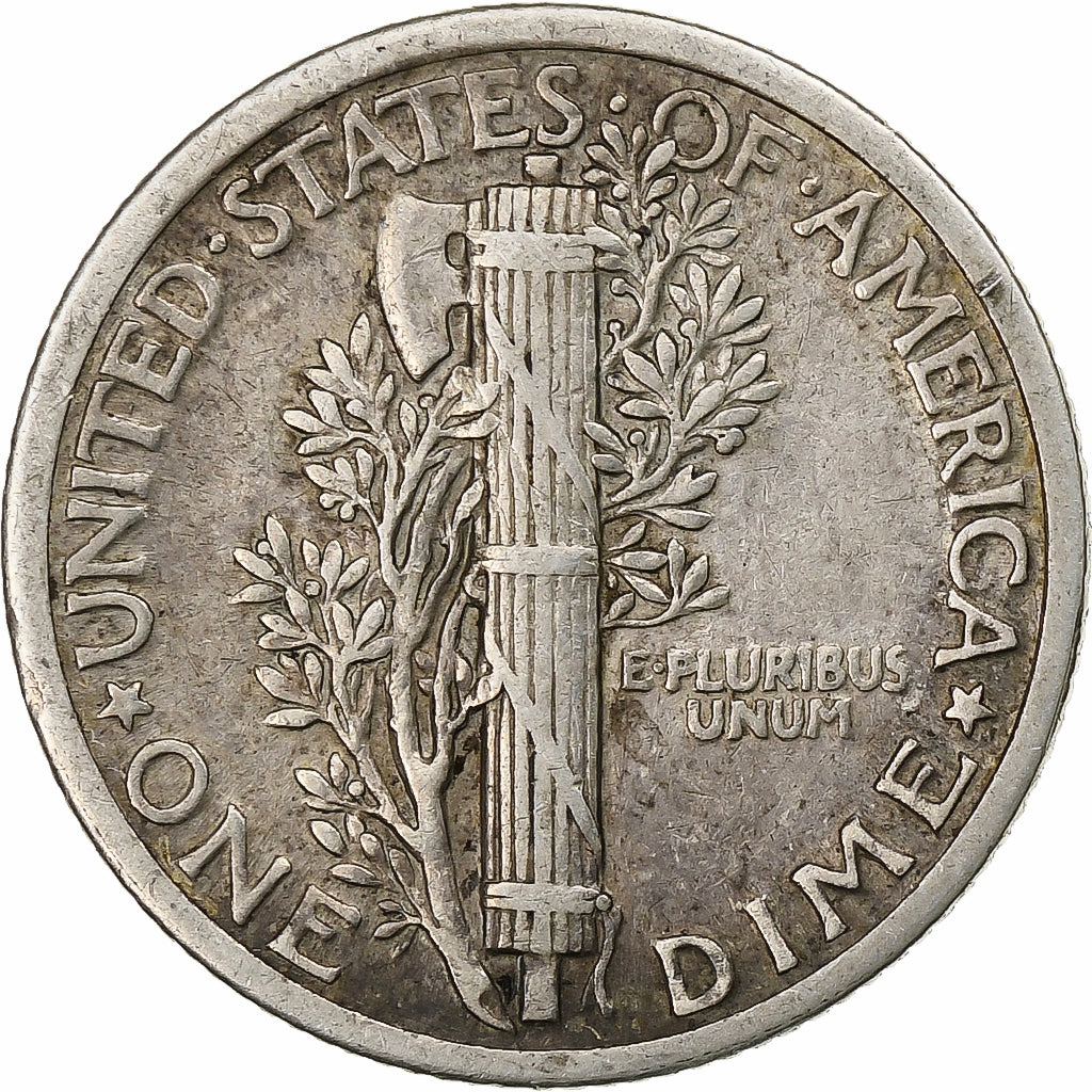 United States, Dime, Mercury Dime, 1918, U.S. Mint, Silver, VF(30-35), KM:140