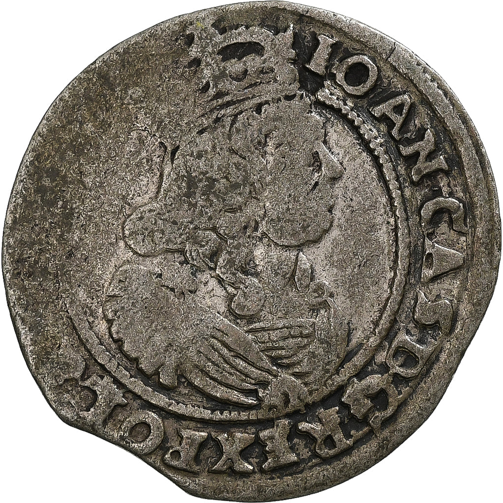 Pologne, Johann Casimir, 6 Groschen, 1666, Cracow, Argent, B+, KM:91