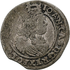 Pologne, Johann Casimir, 6 Groschen, 1666, Cracow, Argent, B+, KM:91