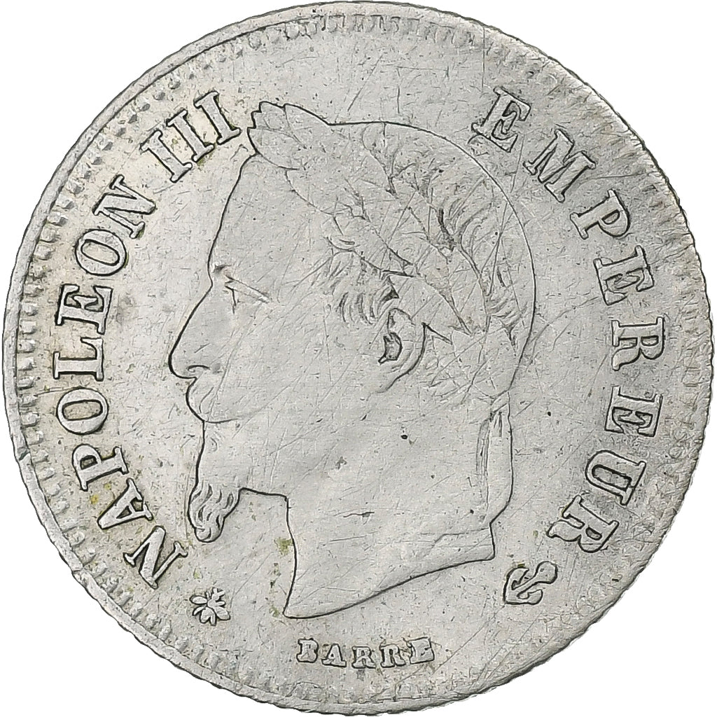 Francja, Napoleon III, 20 Centimes, Napoléon III, 1866, Paris, Srebro