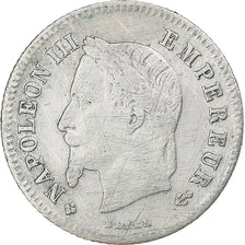 France, Napoleon III, 20 Centimes, Napoléon III, 1866, Strasbourg, Silver