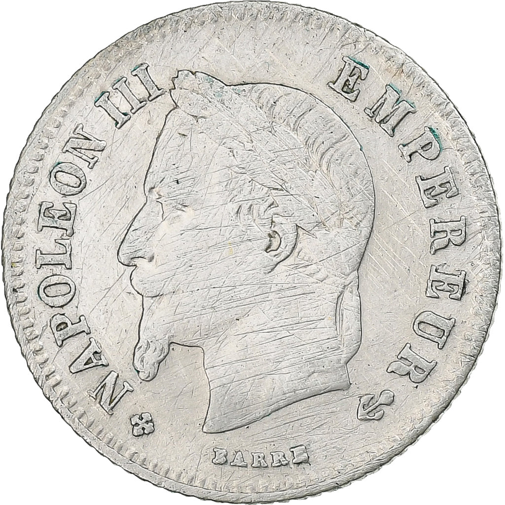 Francja, Napoleon III, 20 Centimes, Napoléon III, 1866, Strasbourg, Srebro