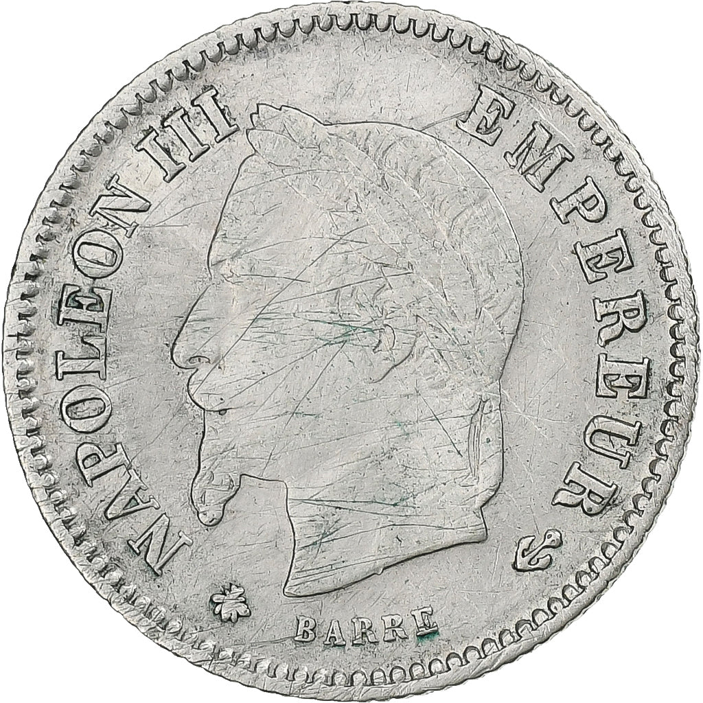 France, Napoleon III, 20 Centimes, Napoléon III, 1867, Paris, Silver