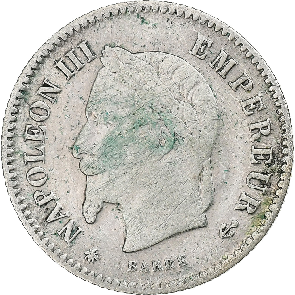 Francja, Napoleon III, 20 Centimes, Napoléon III, 1867, Paris, Srebro