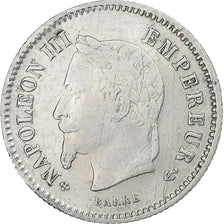 France, Napoleon III, 20 Centimes, Napoléon III, 1867, Strasbourg, Silver