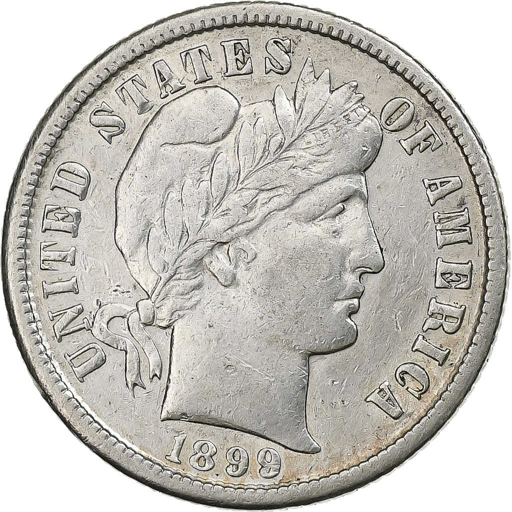 États-Unis, Dime, Barber Dime, 1899, U.S. Mint, Argent, TTB, KM:113