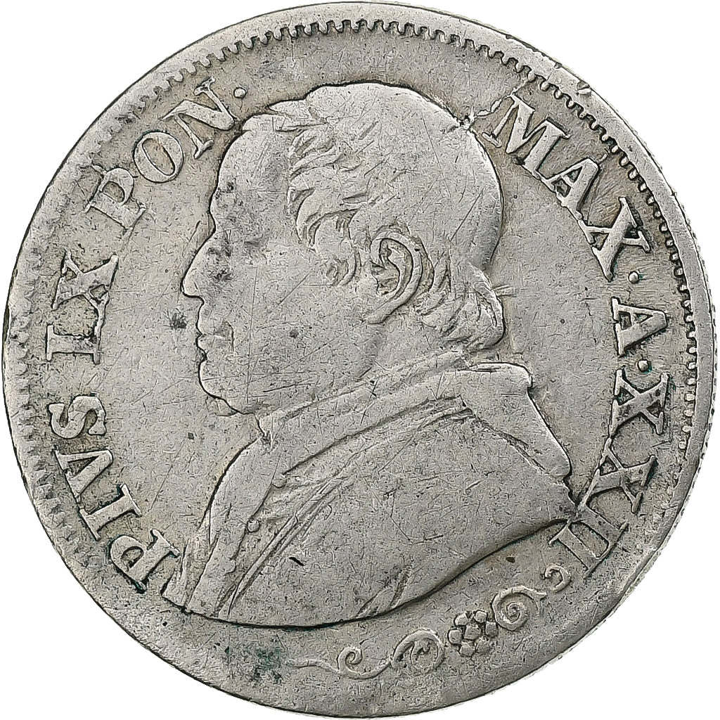 États italiens, PAPAL STATES, Pius IX, 10 Soldi, 50 Centesimi, 1867-XXII
