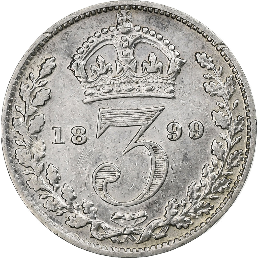 Great Britain, Victoria, 3 Pence, 1899, Silver, VF(30-35), KM:777