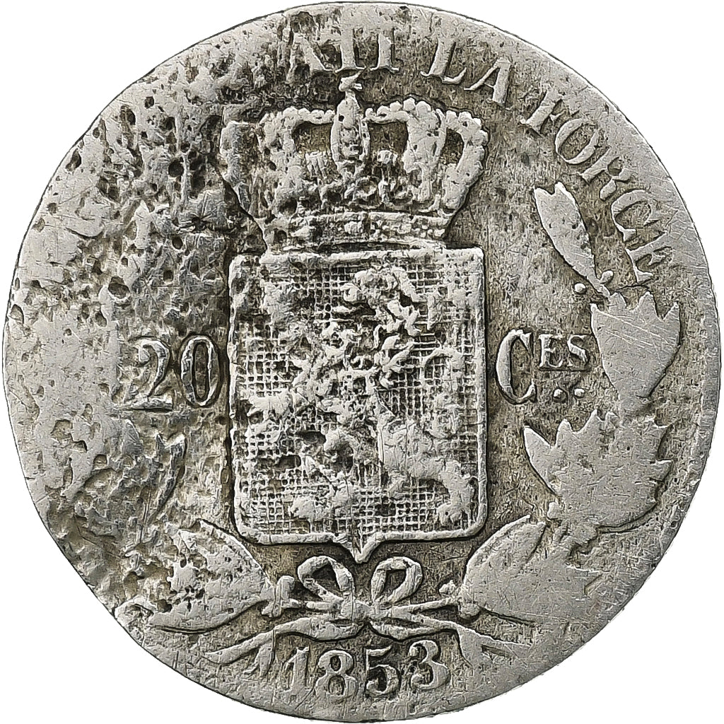 Belgium, Leopold I, 20 Centimes, 1853, Silver, VG(8-10), KM:19