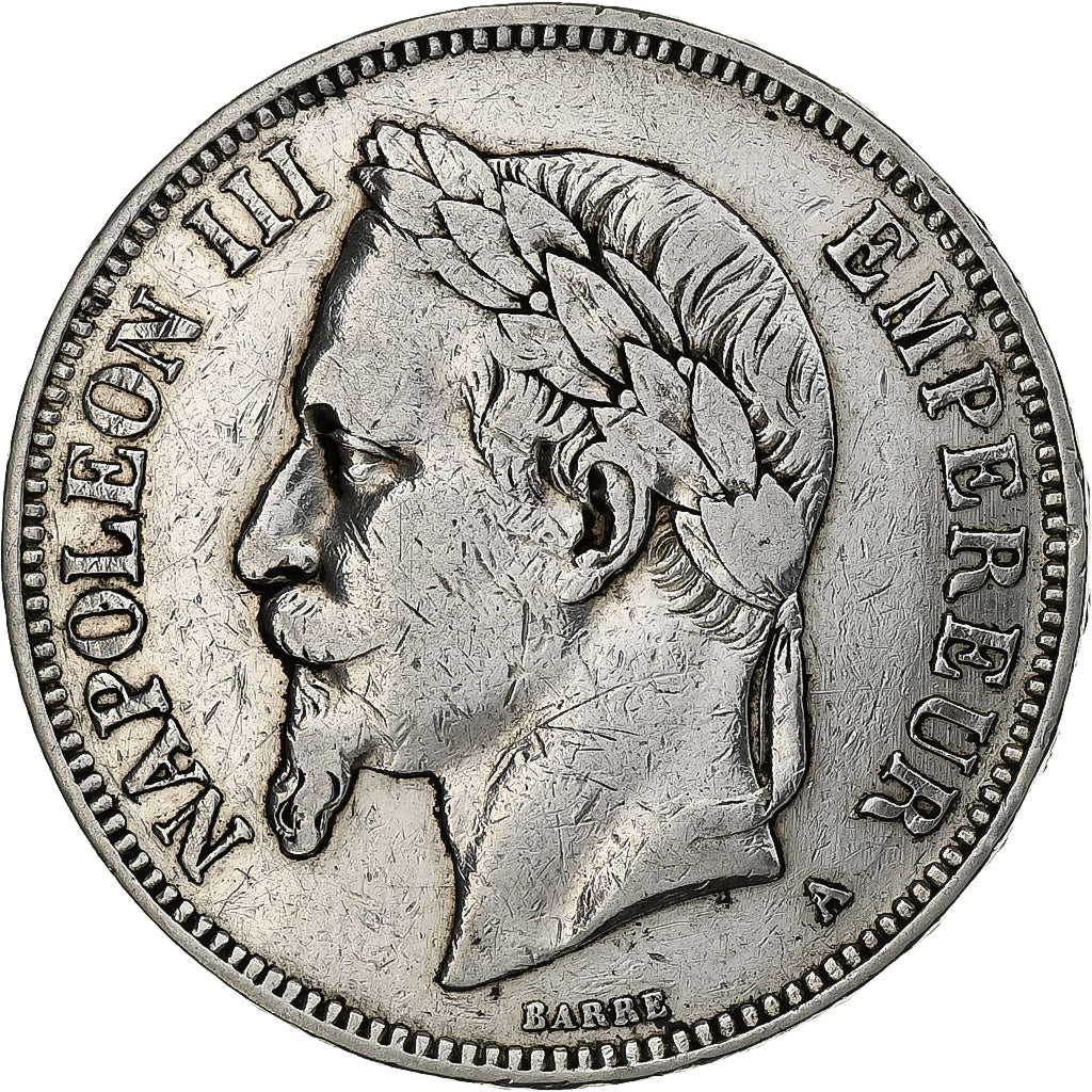 France, Napoleon III, 5 Francs, Napoléon III, 1870, Paris, Silver, VF(30-35)