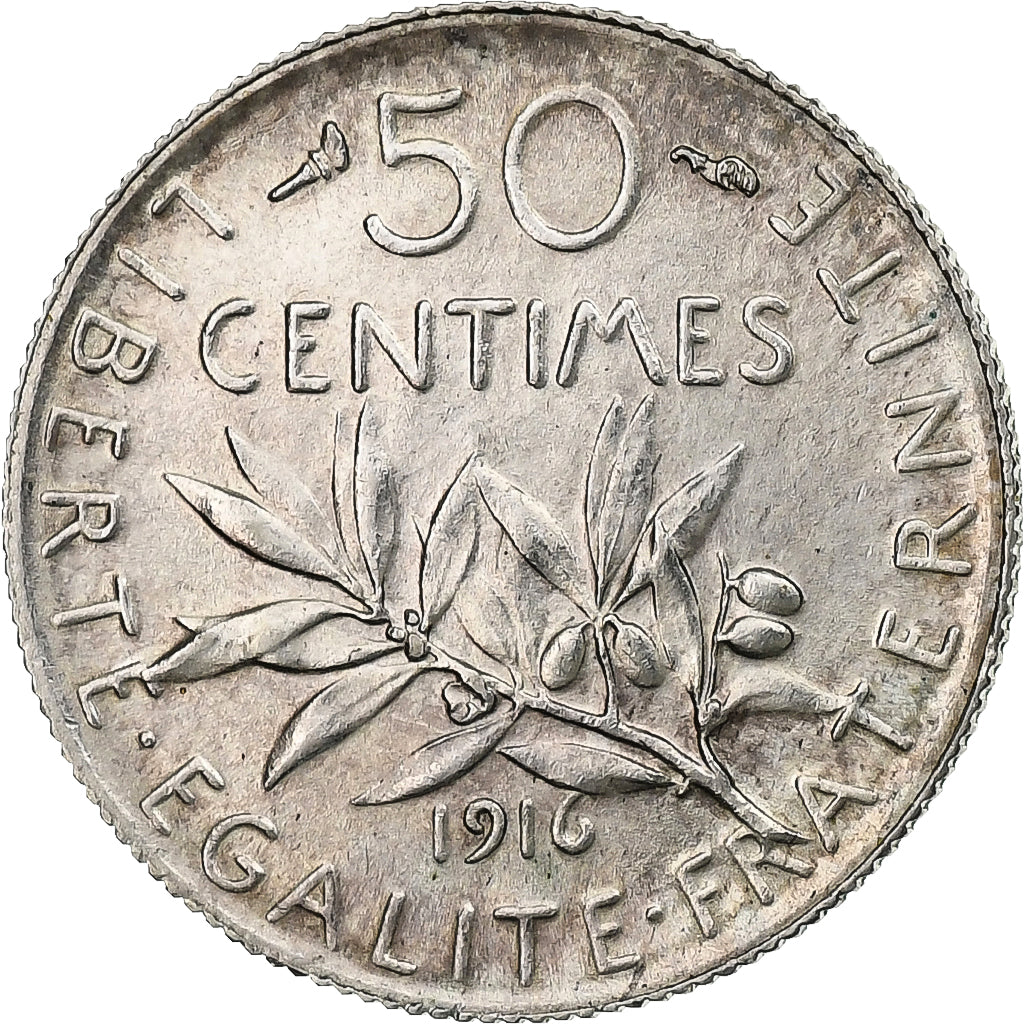 Frankreich, 50 Centimes, Semeuse, 1916, Paris, Silber, SS+, Le Franc:F.190