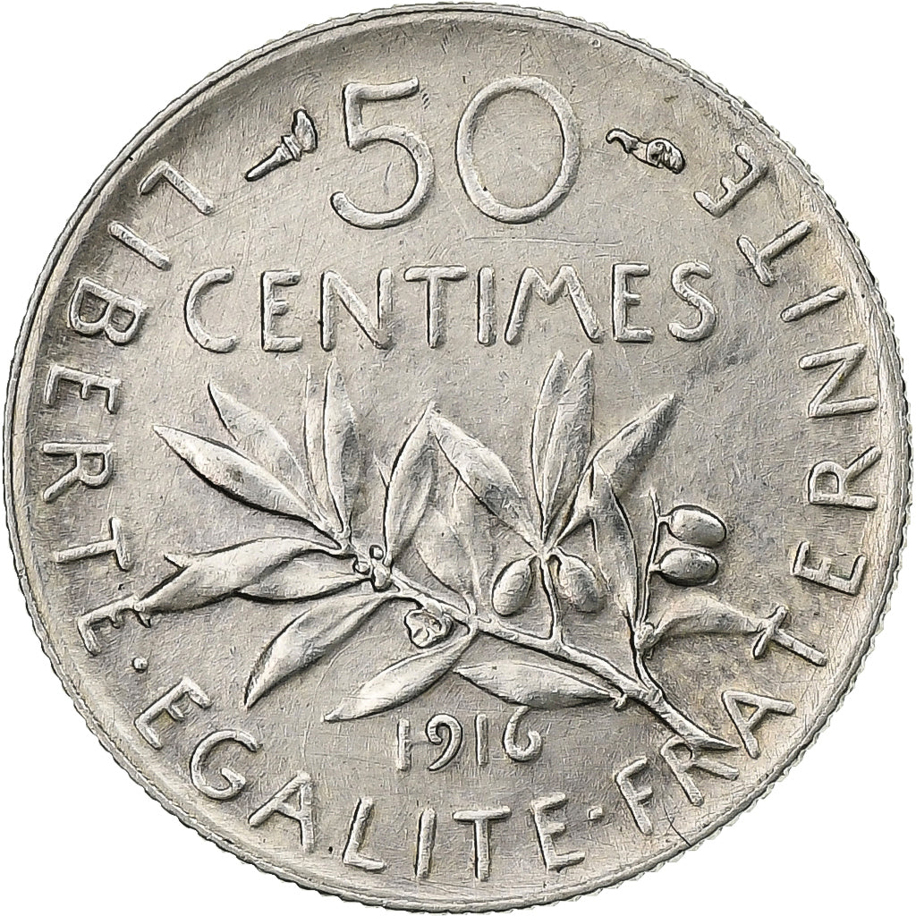 Frankreich, 50 Centimes, Semeuse, 1916, Paris, Silber, SS, Le Franc:F.190