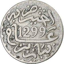 Morocco, 1/2 Dirham, AH 1299/1882, Paris, Silver, VF(30-35)