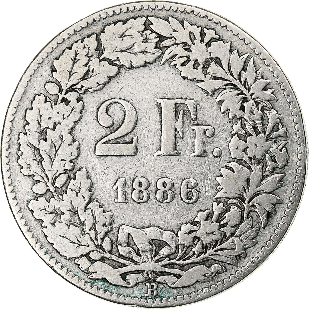 Switzerland, 2 Francs, 1886, Bern, Silver, VF(20-25), KM:21