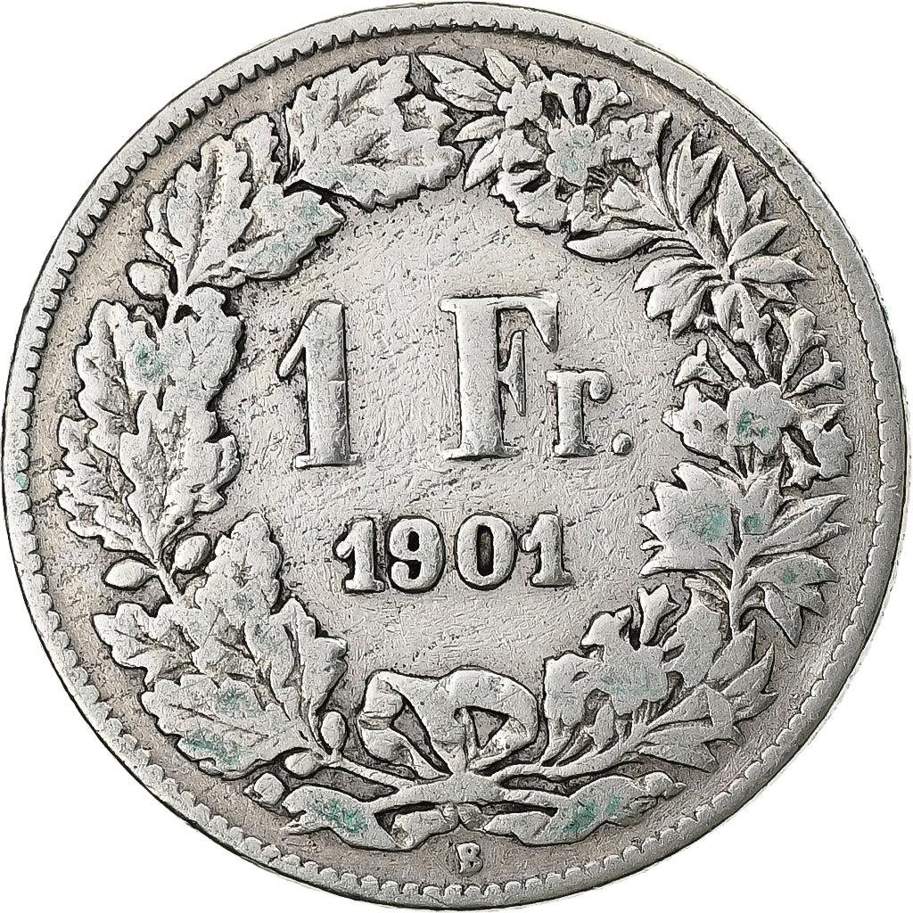 Suiza, Franc, 1901, Bern, Plata, BC+, KM:24