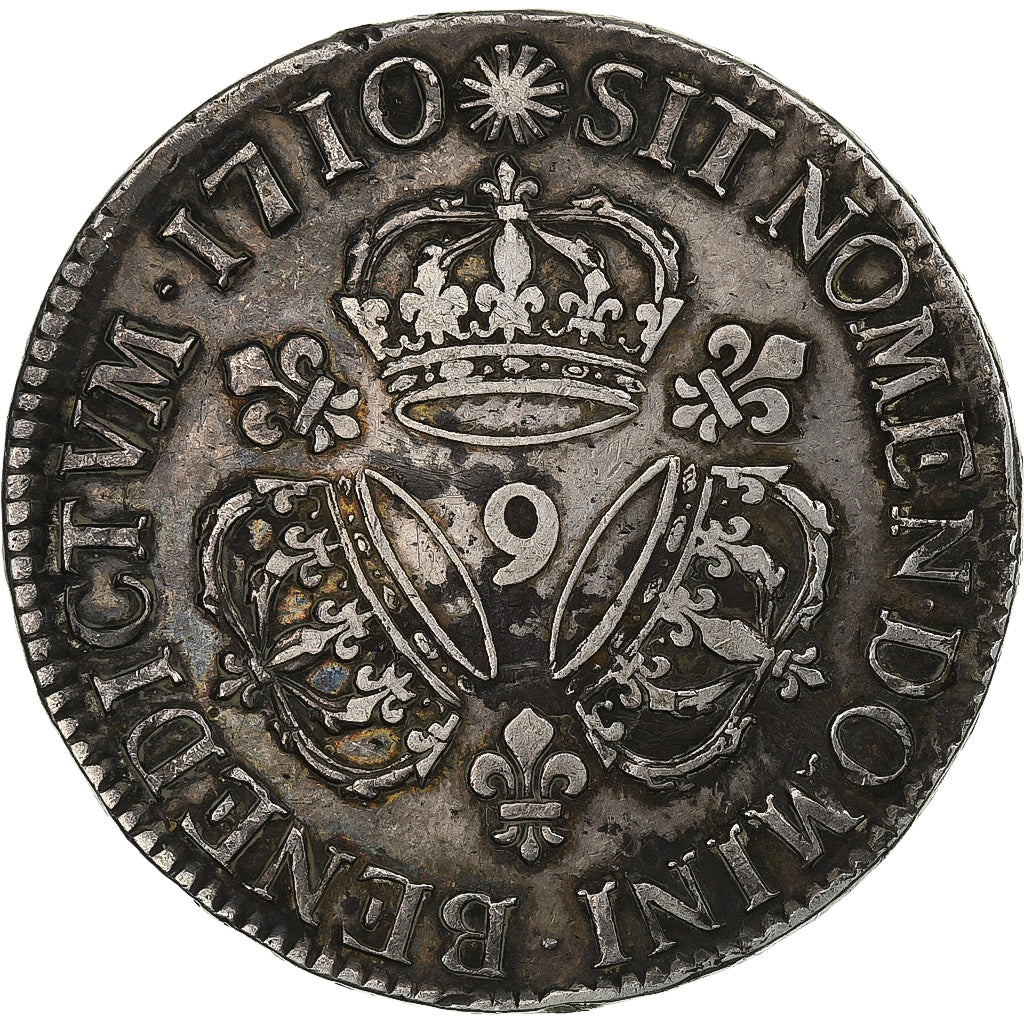France, Louis XIV, Ecu, Écu aux 3 couronnes, 1710, Rennes, Silver, VF(30-35)