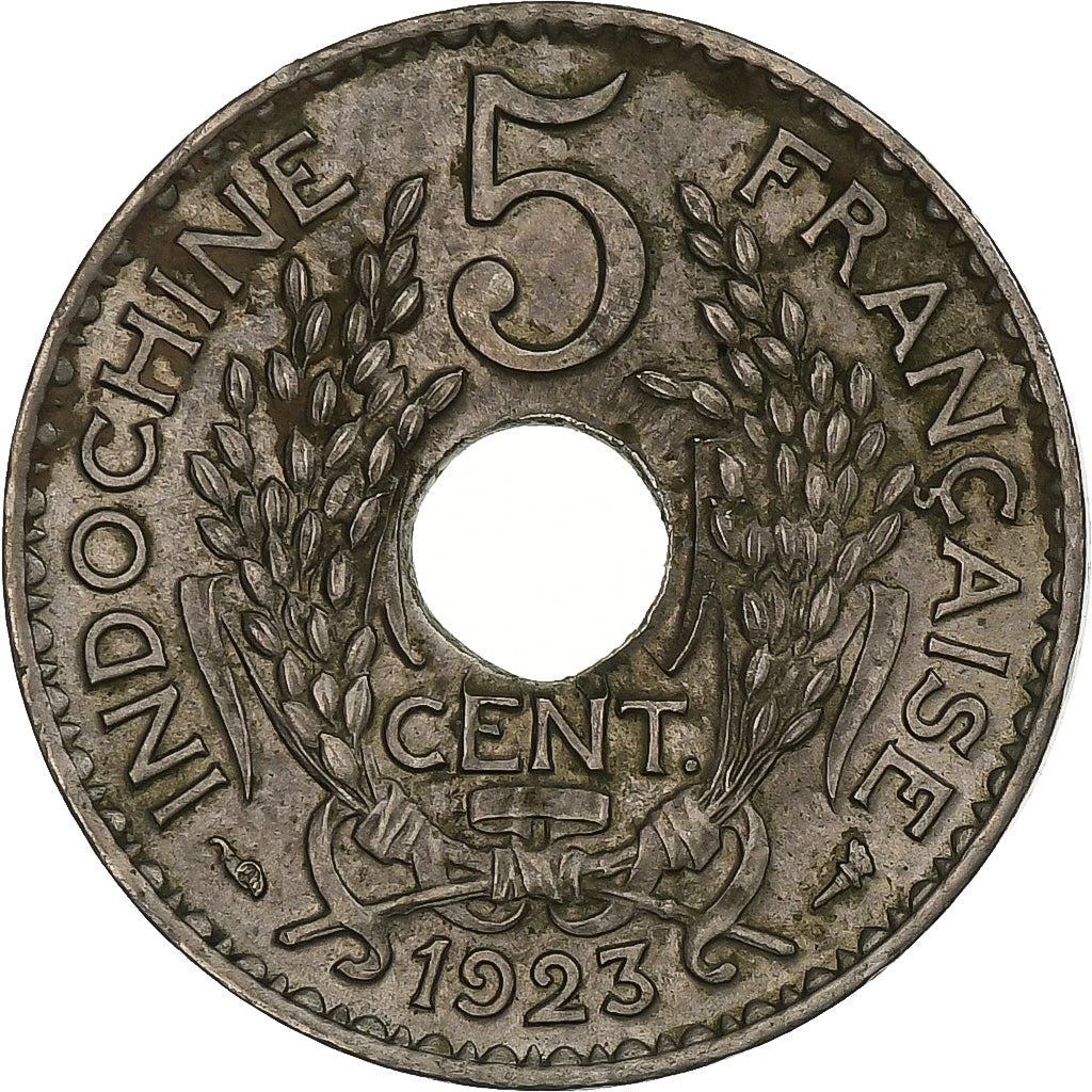 INDOCINA FRANCESE, 5 Cents, 1923, Paris, Rame-nichel, MB+, KM:18