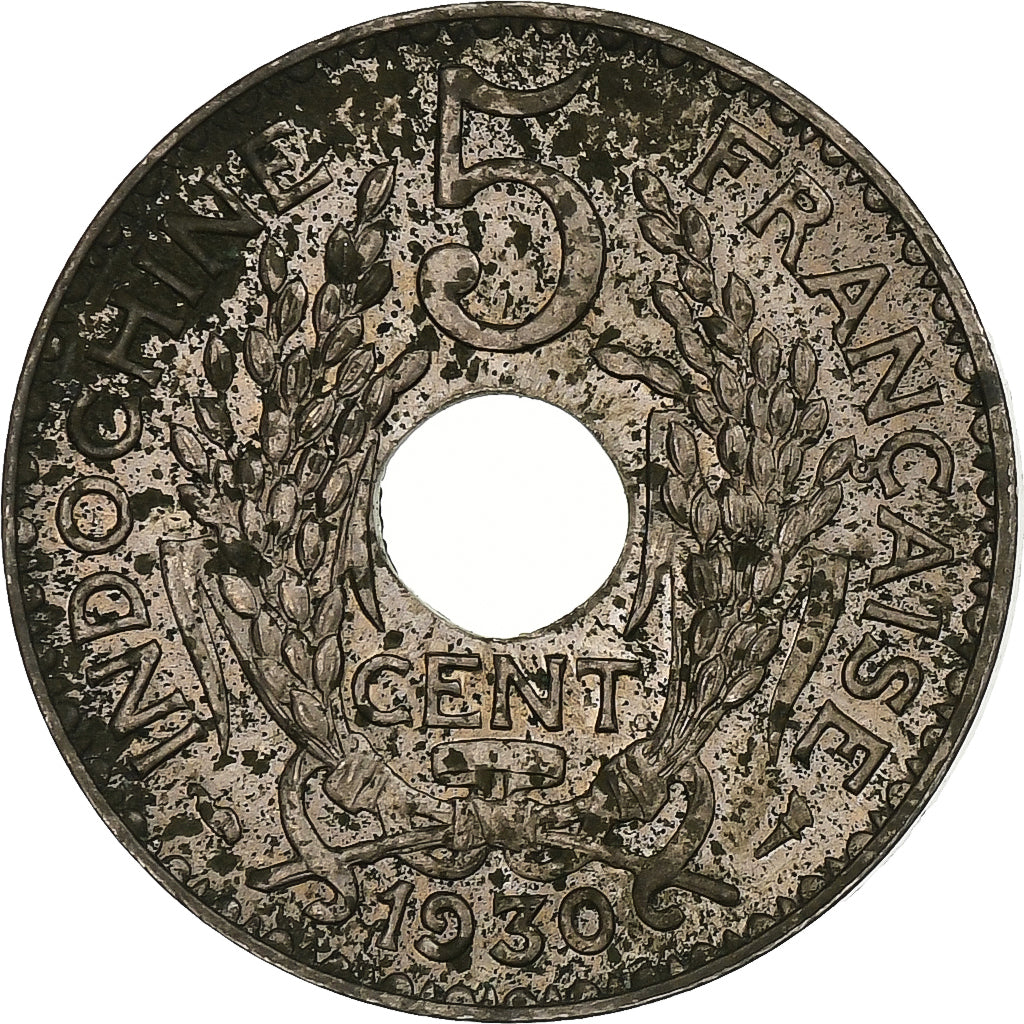 INDOCHINA FRANCESA, 5 Cents, 1930, Paris, Cobre-níquel, VF(30-35), KM:18