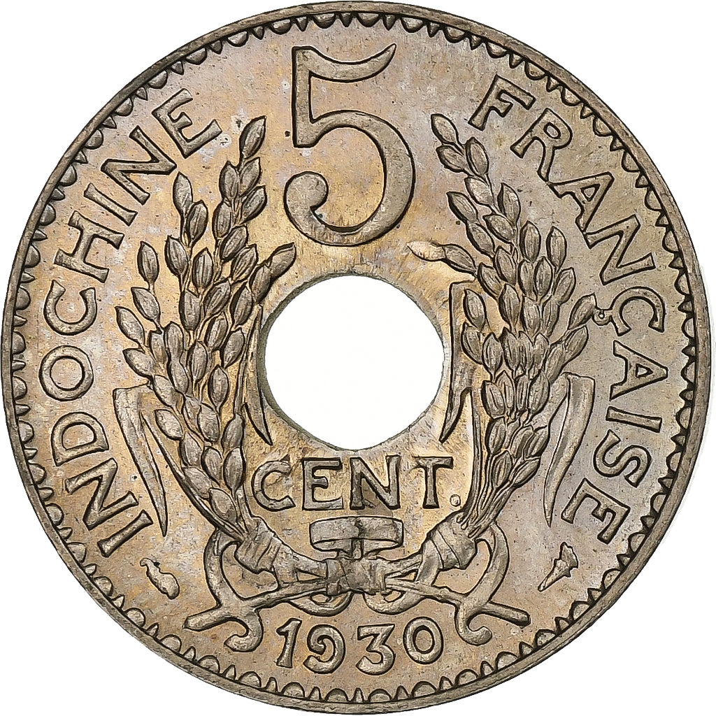 INDOCINA FRANCESE, 5 Cents, 1930, Paris, Rame-nichel, FDC, KM:18