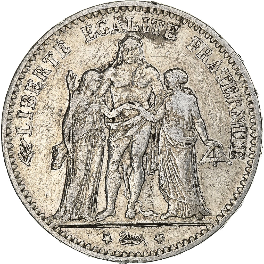 Francja, 5 Francs, Hercule, 1874, Paris, Srebro, VF(20-25), KM:820.1