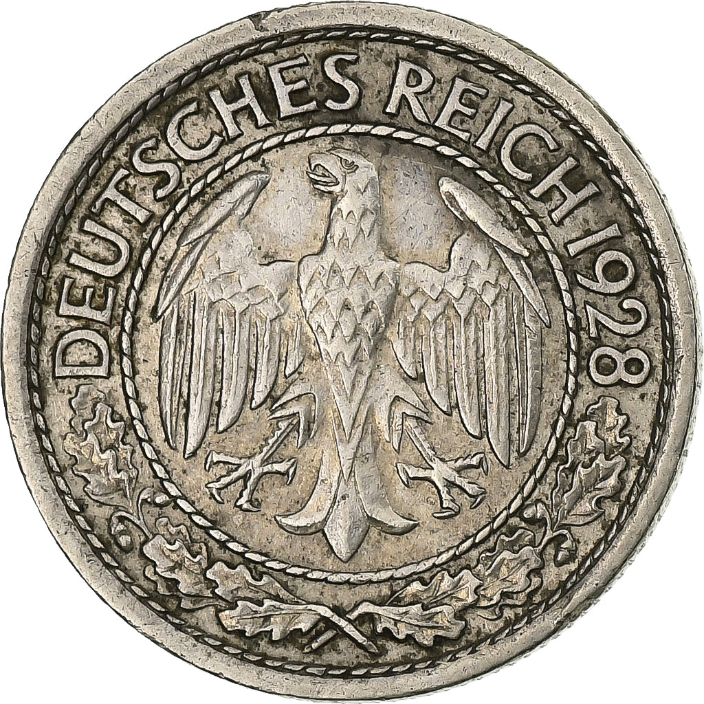 Deutschland, Weimarer Republik, 50 Reichspfennig, 1928, Hamburg, Nickel, SS