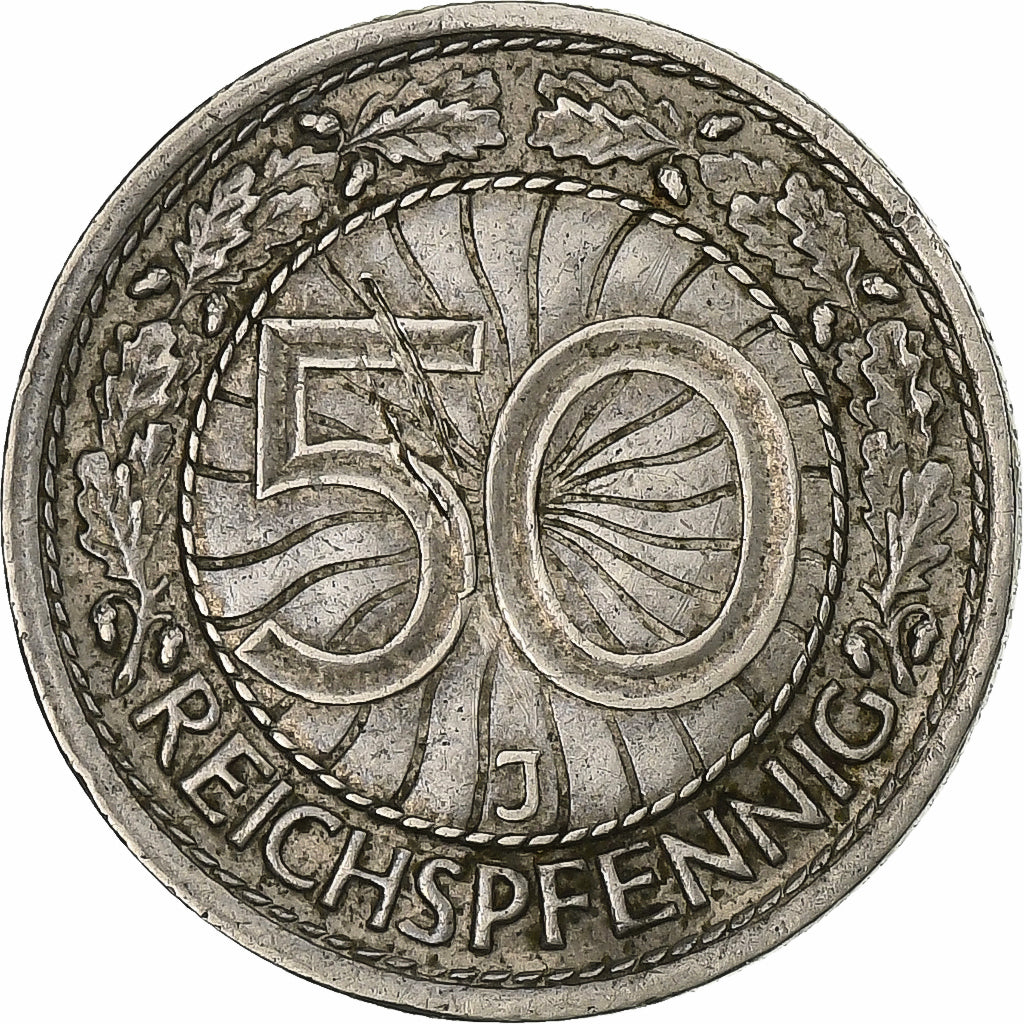 Deutschland, Weimarer Republik, 50 Reichspfennig, 1928, Hamburg, Nickel, SS