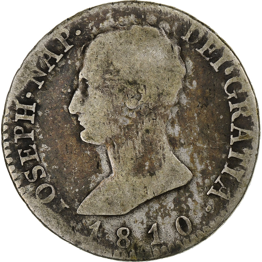 España, Joseph Napolean, 4 Réales, 1810, Madrid, Plata, BC, KM:540.1