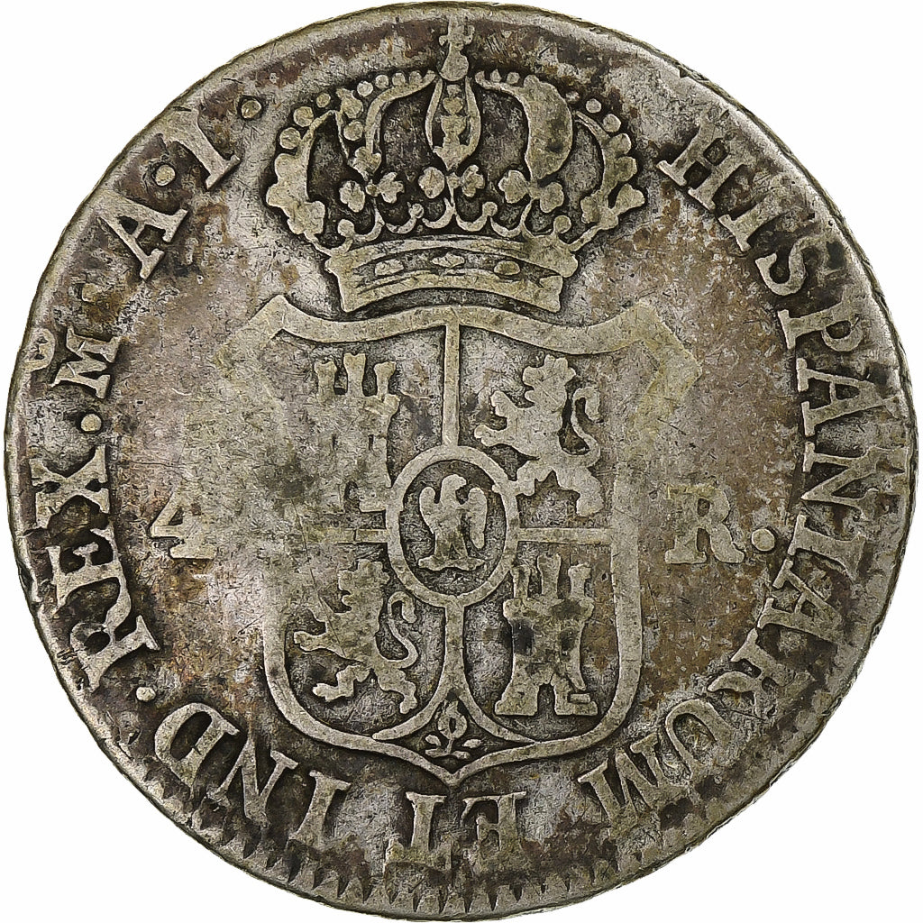 España, Joseph Napolean, 4 Réales, 1810, Madrid, Plata, BC, KM:540.1