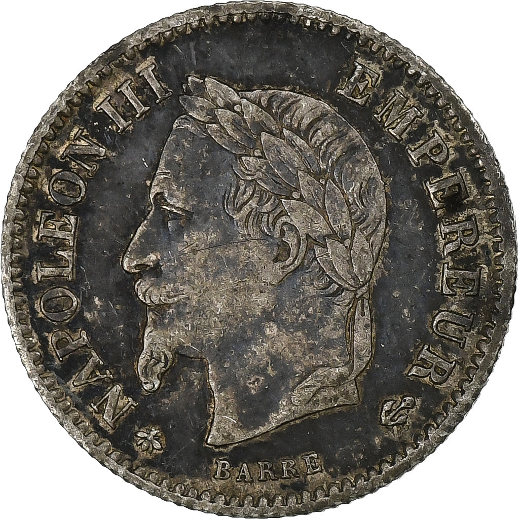 Frankrijk, Napoleon III, 20 Centimes, Napoléon III, 1867, Paris, Zilver, FR+