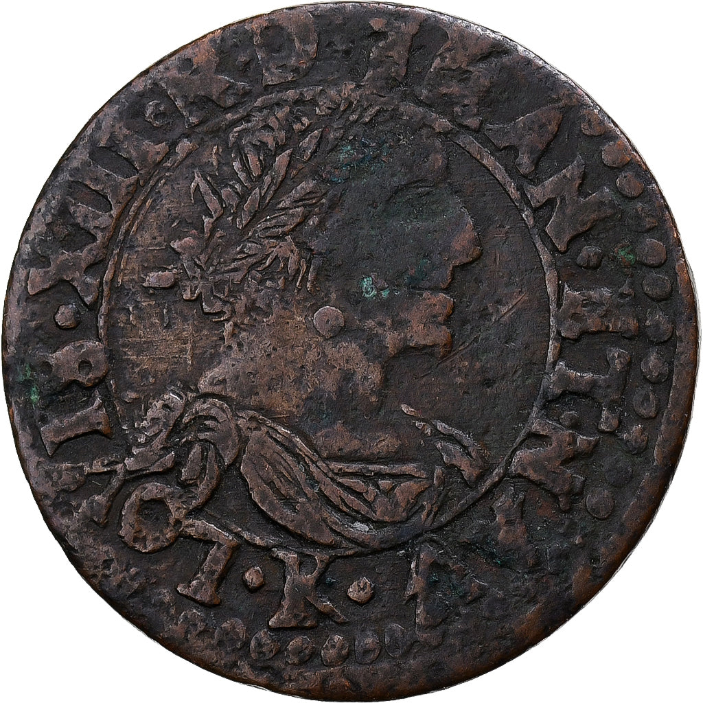 Francia, Louis XIII, Double Tournois, Double tournois, buste laurée et drapé
