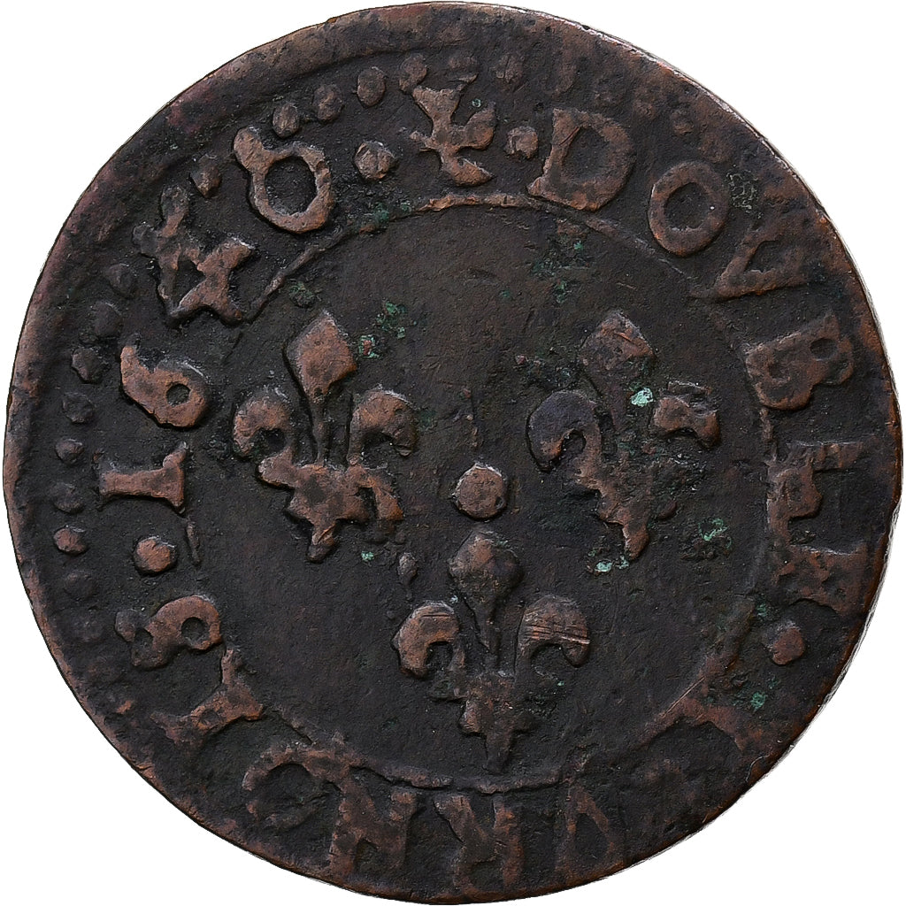 Francia, Louis XIII, Double Tournois, Double tournois, buste laurée et drapé