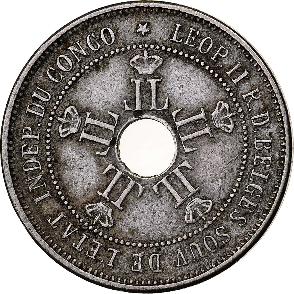 Stato Libero del Congo, Leopold II, 20 Centimes, 1908, Rame-nichel, MB+, KM:11