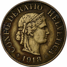 Switzerland, 10 Rappen, 1918, Bern, Brass, VF(30-35), KM:27A