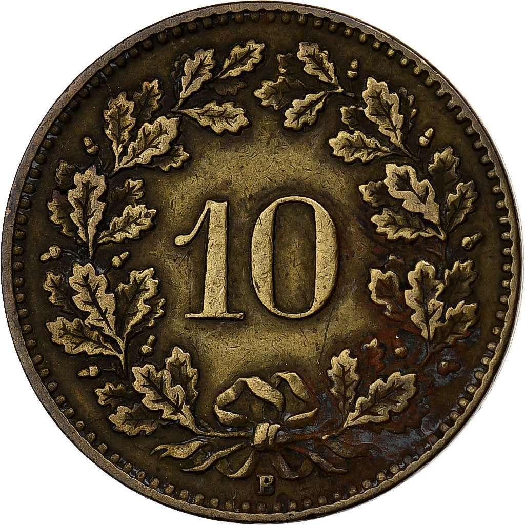 Suisse, 10 Rappen, 1918, Bern, Laiton, TB+, KM:27A