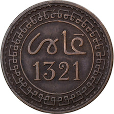 Maroc, 'Abd al-Aziz, 2 Mazunas, AH 1321 (1903), Paris, Bronze, TB+, KM:15.4