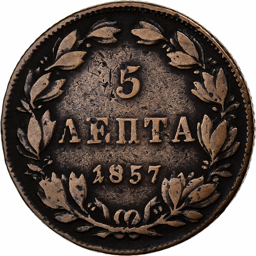 Griechenland, Othon, 5 Lepta, 1857, Kupfer, S+, KM:32
