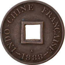 INDOCHINA FRANCESA, 2 Sapeque, 1888, Paris, Bronce, BC+, KM:6