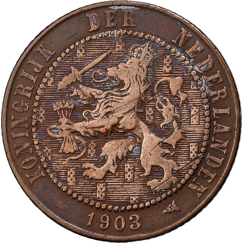 Países Baixos, Wilhelmina I, 2-1/2 Cent, 1903, Bronze, VF(30-35), KM:134