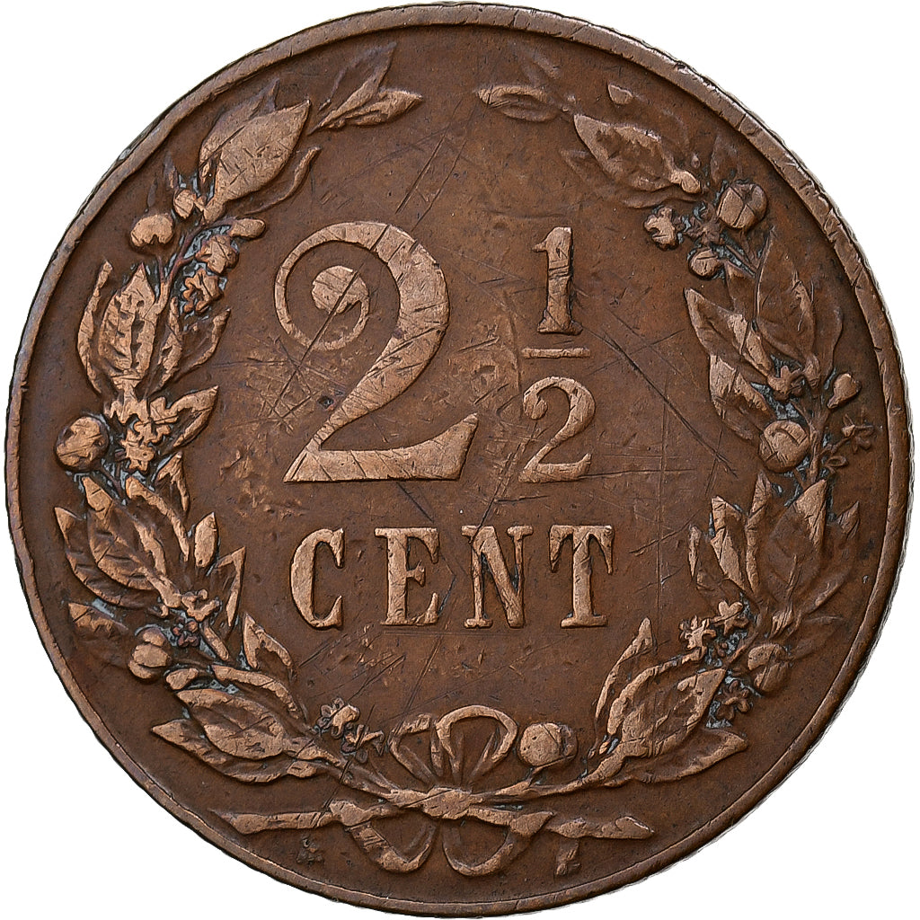 Países Baixos, Wilhelmina I, 2-1/2 Cent, 1903, Bronze, VF(30-35), KM:134