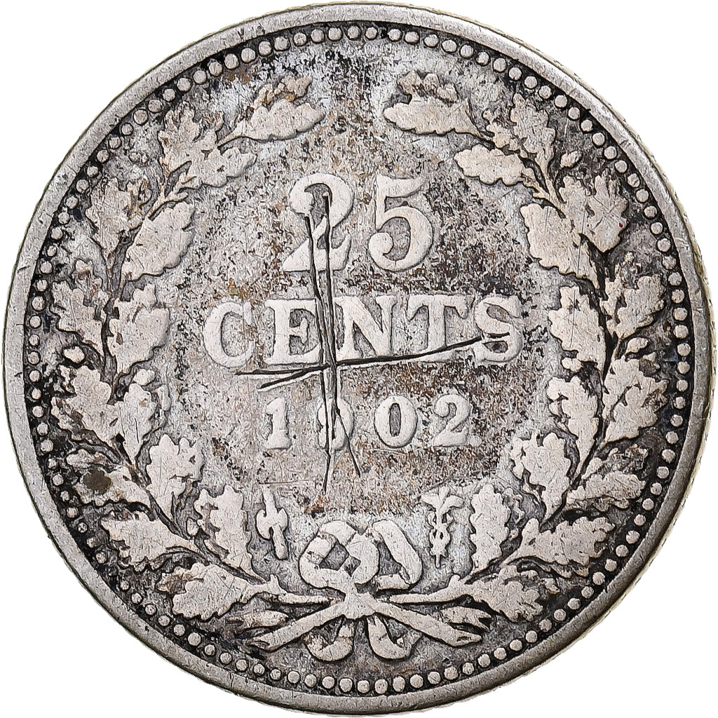 Holandia, Wilhelmina I, 25 Cents, 1902, Srebro, VF(20-25), KM:120.2